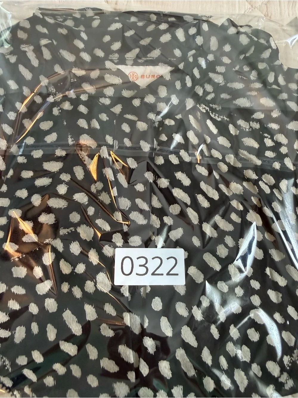 Tory Burch Black & Cream Veta Sheer Silk Blend  Blouse in Dot Print Top size 4